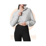 Crop Top Factory - Casual Street Wear Grey Cotton Terry Zip up Hoodie