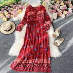 Beach Dress Supplier - V Neck Women's Floral Long Sleeve Casual Summer