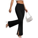 Slipper Trousers Factory - Summer Black Elegant Slim High Waist Split