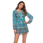 Printing Dress Supplier - V Neck Strap Tassel Church for Women Mini Asian