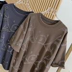 Plus Size T-Shirt Supplier - Bear Design Heavy Craft Rhinestone Loose