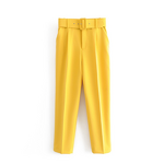 Women's Pants Factory - New Arrival Solid Color Slim Waist With Belt