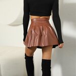 Pu Leather Skirt Supplier - New Arrivals Trendy Solid Color Pleated Street