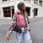 Puffer Vest Supplier - Woman Winter Sleeveless Windbreaker Contrast Cropped