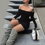 Mini Dress Factory - Long Sleeve Pure Color Hip Club Ball Gowns Wrapping