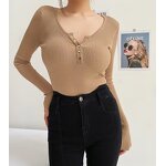 Women's Bodysuit Supplier - Long Sleeve Knitted Hot Girl Elastic Slimming