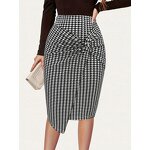 Print Skirt Supplier - Autumn High Waist Allover Print Twist Bodycon