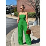 Jumpsuit Factory - Summer Ruffled Strapless Wide Leg One Piece