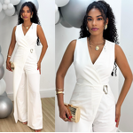 Jumpsuit Supplier - Waisted Chain Loose Overalls Elegant Women