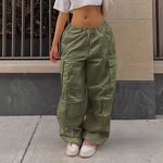 Cargo Pants Supplier - Fashionable Solid Color Loose Straight High Waist