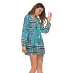 Printing Dress Supplier - V Neck Strap Tassel Church for Women Mini Asian