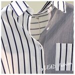 Women's Shirt Factory - Autumn New Color Blocked Vertical Stripe