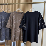 Plus Size T-Shirt Supplier - Bear Design Heavy Craft Rhinestone Loose