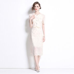 Print Dress Factory - Fashion Round Neck Long White Cotton Autumn Long