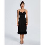Vacation Dress Supplier - V Neck Sleeveless Feather Boutique Mini Bandages