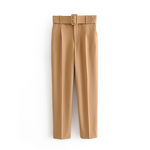Women's Pants Factory - New Arrival Solid Color Slim Waist With Belt