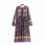 Long Dress Supplier - Floral Printing Bohemia V Neck High Waist Coreen