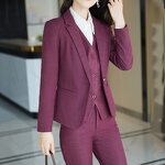 Pant Suit Set Factory - OEM 4 Piece Plaid Formal Office Uniform