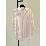 Women's Shirt Factory - Autumn New Color Blocked Vertical Stripe
