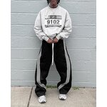 Sweatpants Supplier - Custom Striped Oversized Baggy Wide Leg Cotton