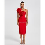 Cocktail Dress Supplier - Fashion Design Red 3D Flowers Sleeveless Bodycon
