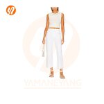 Women's Jeans Factory - OEM High Rise White Denim Baggy Wide Leg