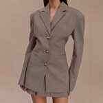 Women's Suit Supplier - 2025 Spring Slim Fit Elegant Plaid Long Sleeve