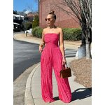 Jumpsuit Factory - Summer Ruffled Strapless Wide Leg One Piece