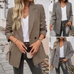 Blazer Factory - Plaid Two Button Slim Fit Casual Basic Jacket