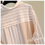 Women's Shirt Factory - Autumn New Color Blocked Vertical Stripe