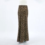 Long Skirt Supplier - OOTN Fashion Elegant Leopard Trailing Summer Zipper
