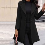 Women's Coat Supplier - Long Lapel Solid Color Button Cardigan
