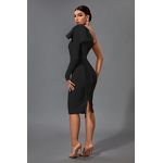 Bandage Dress Supplier - Black Solid Bowknot Evening One Shoulder Club