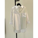 Women's Shirt Factory - Autumn New Color Blocked Vertical Stripe