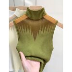 Knitted Vest Supplier - Women's Inner Base Shirt Half-High Neck Sleeveless