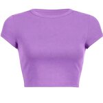 Crop Top Supplier - Custom 100% Cotton Plus Size Blank Puff Rhinestone