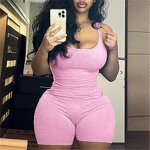 Romper Supplier - ZHEZHE Cami Rib Knit Sleeveless Spaghetti Strap