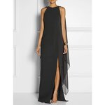 Sexy Dress Factory - Halterneck a Shape Sleeveless Maxi Long Casual Modest