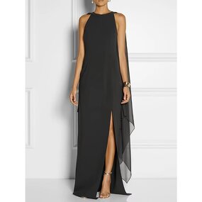 Sexy Dress Factory - Halterneck a Shape Sleeveless Maxi Long Casual Modest