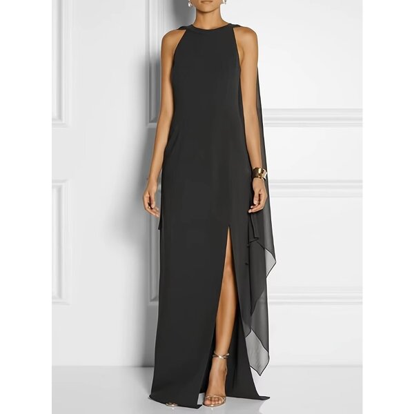Sexy Dress Factory - Halterneck a Shape Sleeveless Maxi Long Casual Modest
