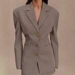 Women's Suit Supplier - 2025 Spring Slim Fit Elegant Plaid Long Sleeve