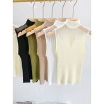 Knitted Vest Supplier - Women's Inner Base Shirt Half-High Neck Sleeveless