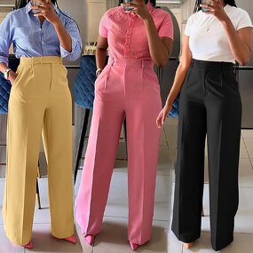 Women's Trousers Factory - New Trendy Solid Color Elegant Wide Leg