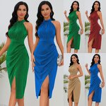 Luxury Wrap Dress Factory - Shining O Neck Crop Top Gowns Evening Boho
