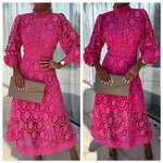 Party Dress Supplier - Puff Sleeve Long White Lace High Waist Spring