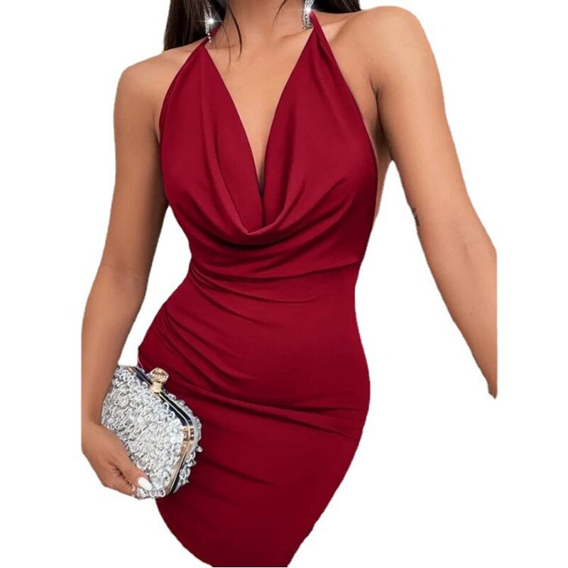 Sundress Supplier - Spring Summer Elegant Bodycon Backless Slit Bow