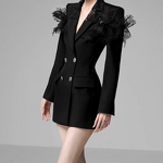 Blazer Factory - Spring Solid Lace 3D Design Slim Fit Women