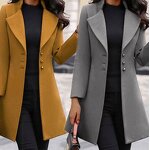 Women's Coat Supplier - Long Lapel Solid Color Button Cardigan