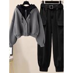 Jogging Set Supplier - Custom Women's Stacked Hoodie Sportswear Fleece