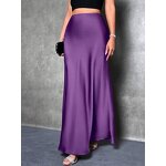 Satin Skirt Factory - Fashion Breathable Spring Casual Solid Black High Waist